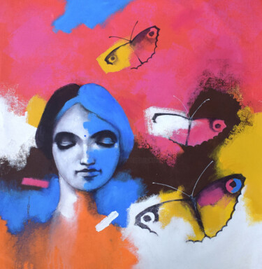 Painting titled "Freedom of Beauty_22" by Kishore Pratim Biswas, Original Artwork, Acrylic