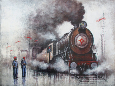 Painting titled "Nostalgia of Indian…" by Kishore Pratim Biswas, Original Artwork, Acrylic