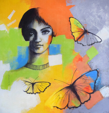 Картина под названием "Freedom of Beauty_34" - Kishore Pratim Biswas, Подлинное произведение искусства, Акрил