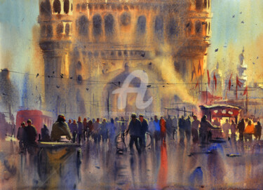 Painting titled "early-morning-break…" by Kishore Singh, Original Artwork, Watercolor