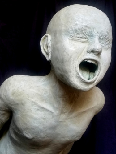 Skulptur mit dem Titel "Libérer l'enfant qu…" von Karine Krynicki, Original-Kunstwerk, Papier maché