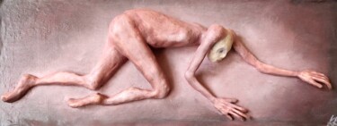 Скульптура под названием "Les compagnons" - Karine Krynicki, Подлинное произведение искусства, Глина Установлен на Деревянна…
