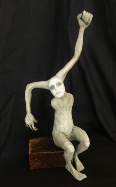 Sculptuur getiteld "Lutte intérieure" door Karine Krynicki, Origineel Kunstwerk, Papier maché