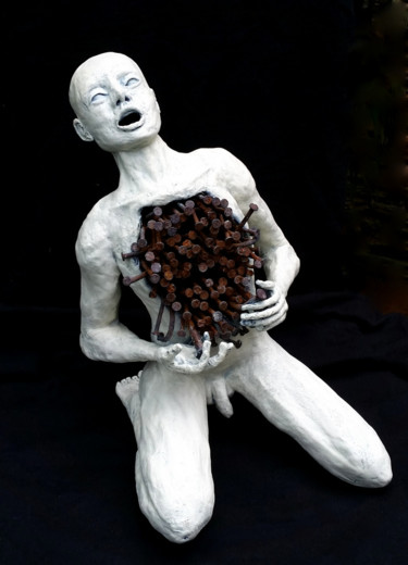 Скульптура под названием "Le cri du peuple" - Karine Krynicki, Подлинное произведение искусства, Бумага