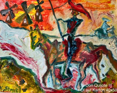 Painting titled "Don Quijote III" by Klaus Professor Stoppel, Original Artwork, Oil