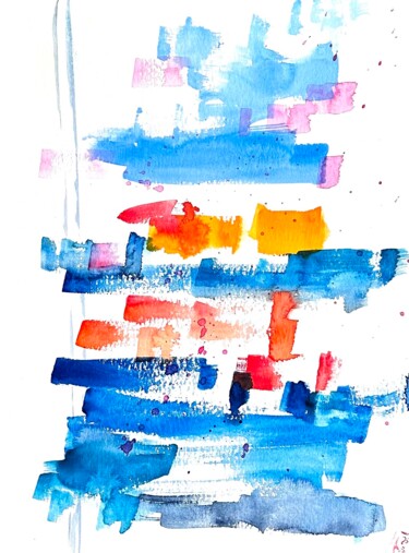 Peinture intitulée "Wolken -  Meer" par Klaus Stieghorst (KS), Œuvre d'art originale, Aquarelle