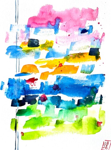 Malerei mit dem Titel "Wolken Meer" von Klaus Stieghorst (KS), Original-Kunstwerk, Aquarell