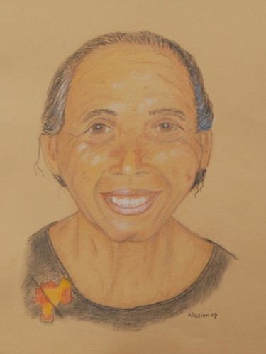 Ζωγραφική με τίτλο "Old Lady from Bali" από Klazien De Vries, Αυθεντικά έργα τέχνης