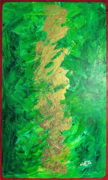 Pittura intitolato "Golden Green Emeral…" da Klc, Opera d'arte originale, Acrilico