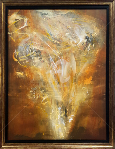 Painting titled "GOLD AUTUMN LEAVES…" by Kloska Ovidiu, Original Artwork, Acrylic