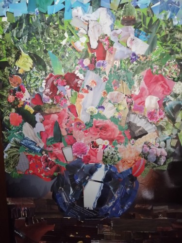 Colagens intitulada "Le bouquet" por Claire Ferrari (klrferr), Obras de arte originais, Colagens Montado em Cartão