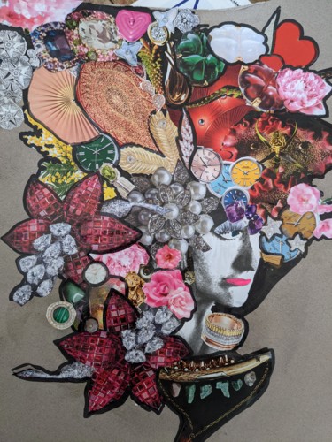 拼贴 标题为“Claire en bouquet” 由Claire Ferrari (klrferr), 原创艺术品, 拼贴