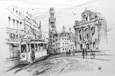 Drawing titled "Bruges" by Koen De Weerdt, Original Artwork, Ink