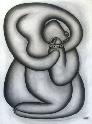 Рисунок под названием "Landbound (with lon…" - Kerry O. Furlani, Подлинное произведение искусства, Цветные карандаши
