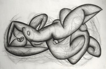 Dessin intitulée "The Kiss" par Kerry O. Furlani, Œuvre d'art originale, Fusain