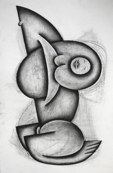 Drawing titled "First Silence" by Kerry O. Furlani, Original Artwork, Charcoal