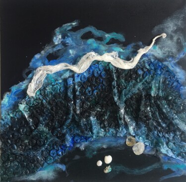 Collages intitolato "Murmures des vagues" da Koki, Opera d'arte originale, Acrilico