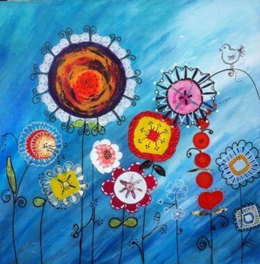 Painting titled "Flower  Power 4" by Koki, Original Artwork