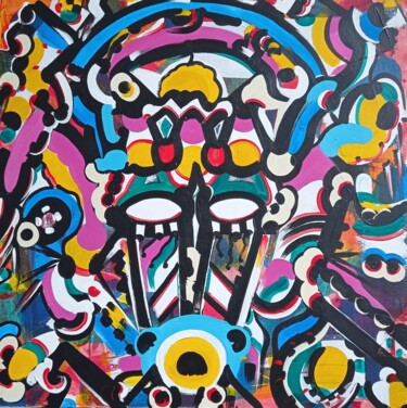 Malarstwo zatytułowany „La Vision !” autorstwa Kokou Senavon, Oryginalna praca, Akryl Zamontowany na Drewniana rama noszy