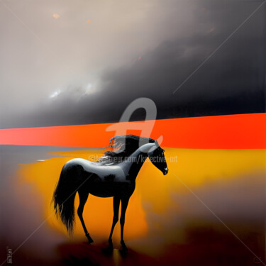 Pintura titulada "Stalion on the beach" por Kolective Art, Obra de arte original, Oleo