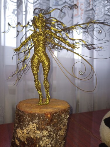 Scultura intitolato "wire fairy #4" da Kolobrawen, Opera d'arte originale, Metalli