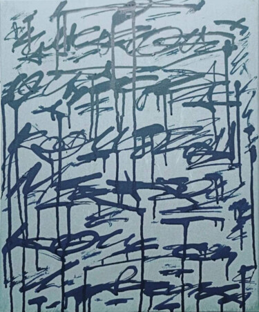 Malarstwo zatytułowany „Rivière” autorstwa Komet, Oryginalna praca, Akryl Zamontowany na Drewniana rama noszy