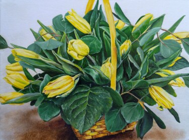Картина под названием "Жёлтые тюльпаны" - Nadezhda Knyazeva, Подлинное произведение искусства, Масло