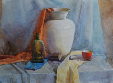 Painting titled "Still life with bot…" by Zhanna Kondratenko, Original Artwork, Watercolor