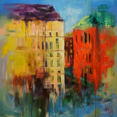 Malerei mit dem Titel "Houses" von Zhanna Kondratenko, Original-Kunstwerk, Öl