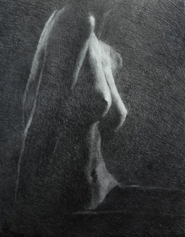 Drawing titled "Body. Study #0092" by Zhanna Kondratenko, Original Artwork, Charcoal