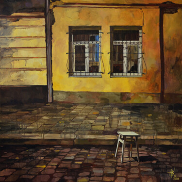 Pittura intitolato "Stool. Under the St…" da Zhanna Kondratenko, Opera d'arte originale, Olio