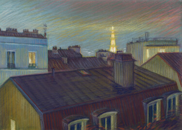 Картина под названием "Paris #29 Montmartr…" - Konoko, Подлинное произведение искусства, Карандаш