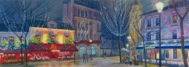 Ζωγραφική με τίτλο "Paris #44 "Place du…" από Konoko, Αυθεντικά έργα τέχνης, Μολύβι