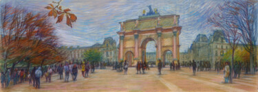 Schilderij getiteld "Paris #76   Jardin…" door Konoko, Origineel Kunstwerk, Potlood