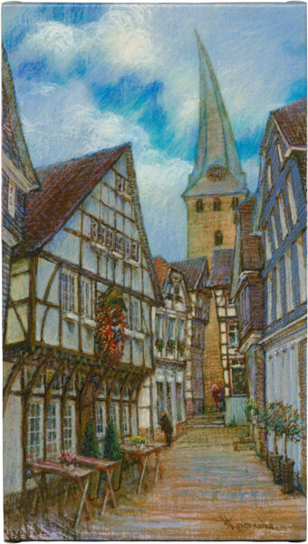 "Altstadt Hattingen" başlıklı Tablo Konoko tarafından, Orijinal sanat, Petrol