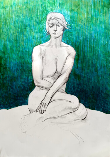 「Ocean Eyes」というタイトルの描画 Konstantin Lakstigalによって, オリジナルのアートワーク, 鉛筆