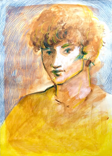 Desenho intitulada "Portrait of a guy w…" por Konstantin Lakstigal, Obras de arte originais, Têmpera