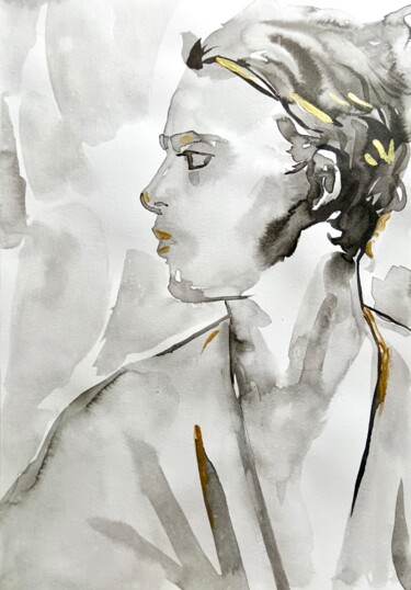 图画 标题为“Self-portrait #2” 由Konstantin Lakstigal, 原创艺术品, 墨