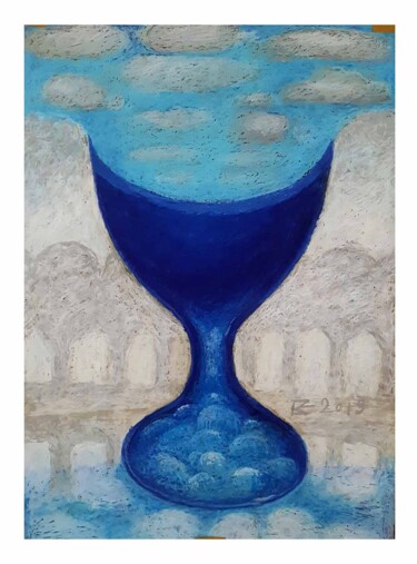 Desenho intitulada "Bowl blue." por Konstantin Shipov, Obras de arte originais, Pastel