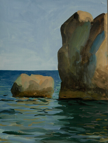 Pintura intitulada "Cliff" por Konstantin Shipov, Obras de arte originais, Aquarela