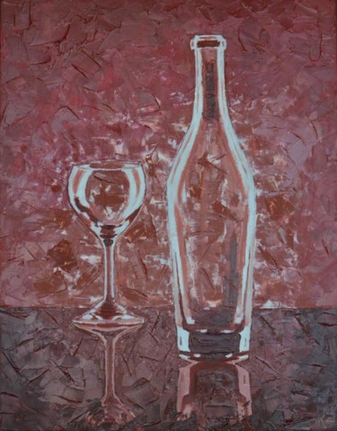 Painting titled "Bottle" by Konstantin Zet, Original Artwork, Oil