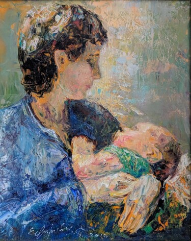 Картина под названием "Motherhood. Marina…" - Konstantinos Efimidis, Подлинное произведение искусства, Масло