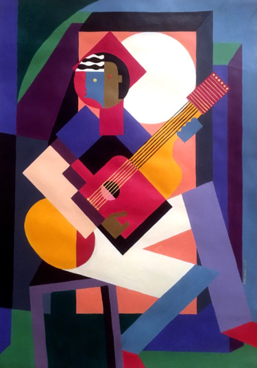 Malarstwo zatytułowany „The Guitar Player” autorstwa Koola Adams, Oryginalna praca, Akryl
