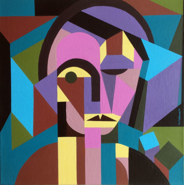 Malarstwo zatytułowany „Cubist Portrait of…” autorstwa Koola Adams, Oryginalna praca, Akryl