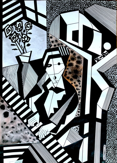绘画 标题为“The Pianist II” 由Koola Adams, 原创艺术品, 墨