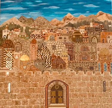 Malerei mit dem Titel "JÉRUSALEM" von Michel Koskach, Original-Kunstwerk, Mosaik