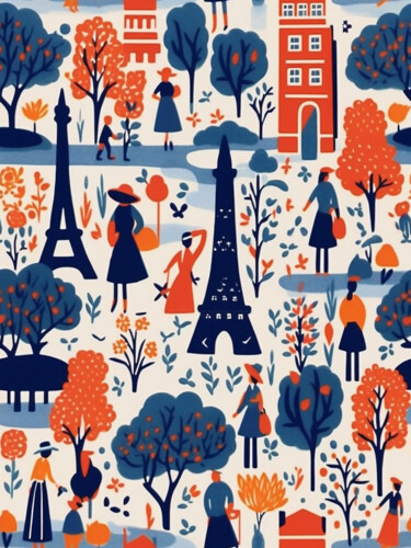 Картина под названием "Paris tiole print" - Kosta Morr, Подлинное произведение искусства, Акрил Установлен на Деревянная рам…