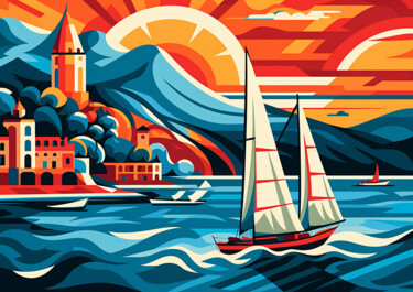 "Yachts at the castl…" başlıklı Tablo Kosta Morr tarafından, Orijinal sanat, Akrilik Ahşap Sedye çerçevesi üzerine monte edi…