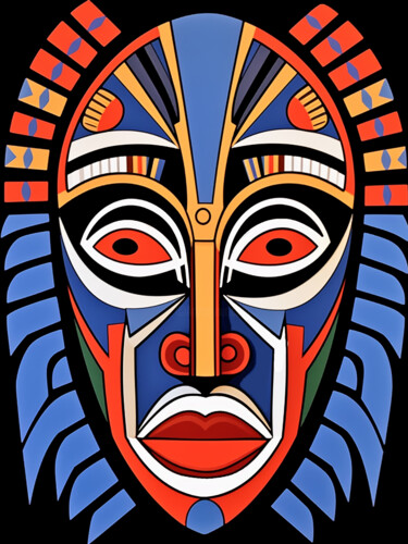 Schilderij getiteld "African mask 7" door Kosta Morr, Origineel Kunstwerk, Acryl Gemonteerd op Frame voor houten brancard