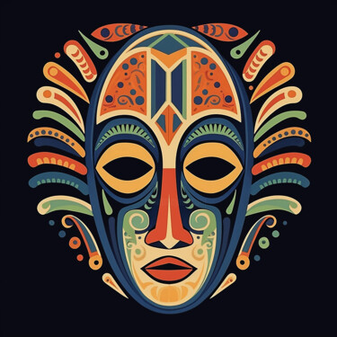 Malerei mit dem Titel "African mask" von Kosta Morr, Original-Kunstwerk, Acryl Auf Keilrahmen aus Holz montiert